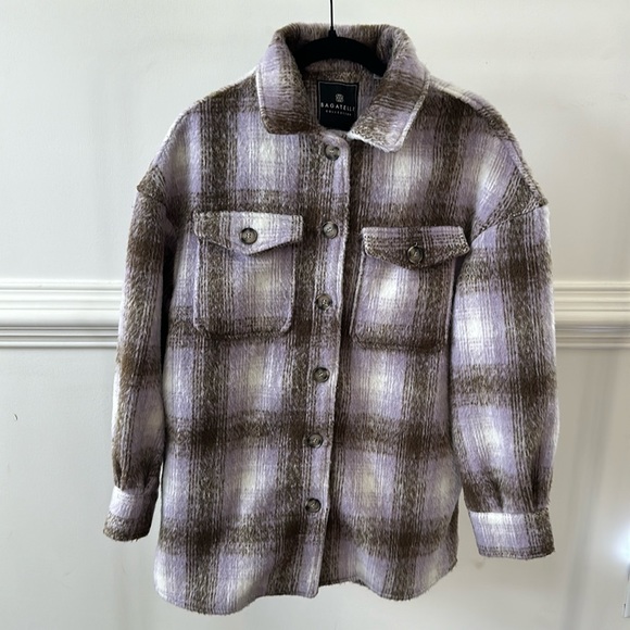 Plaid lavender and brown shacket - Picture 1 of 3